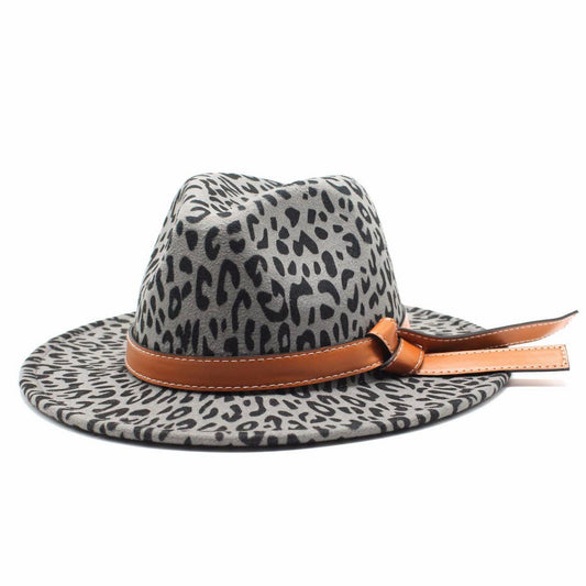 VINTAGE LEOPARD WOOLEN HAT COWBOY HAT FELT HAT_CWAH2603