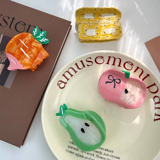 Sweet Fruit Claw Clip ? Carrot Apple Pear Hairpin
