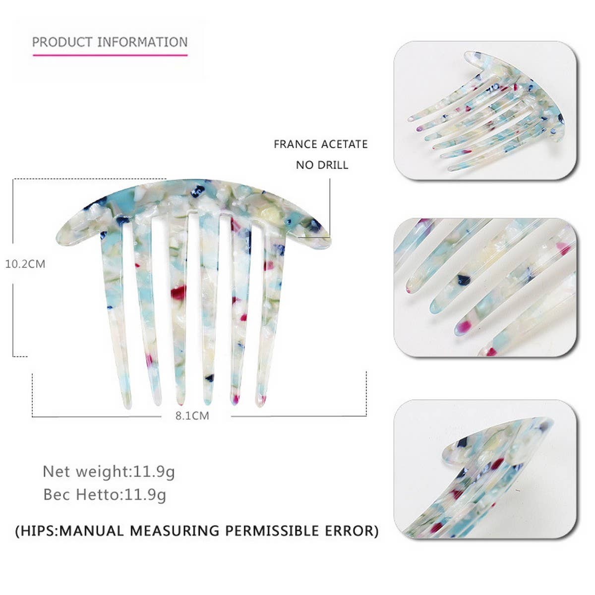 ACETATE PLATE COMB HAIRPIN HAIR ACCESSORIES COMB_CWAHA4202