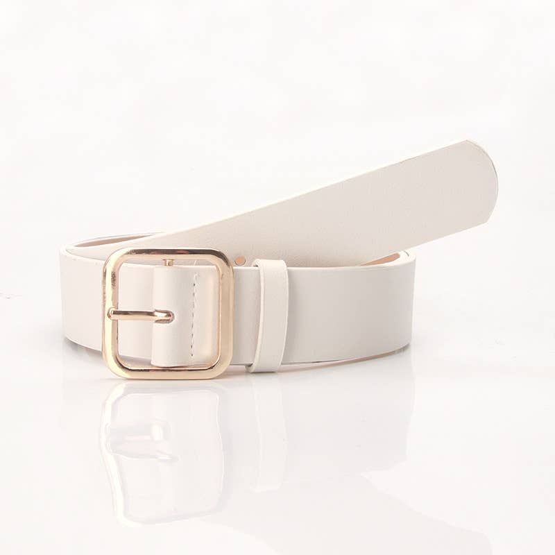 Retro versatile square buckle-top pu leather belt