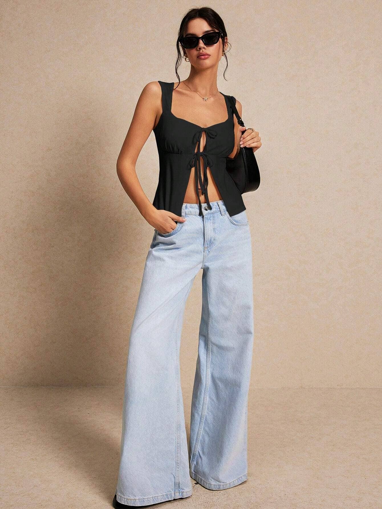 Sexy and intellectual style lace-up cardigan