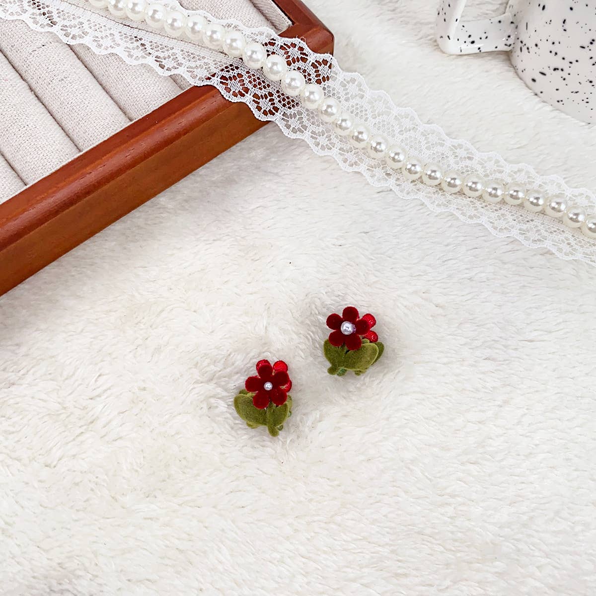 Alloy flocking tulip hairpin flower grab clip