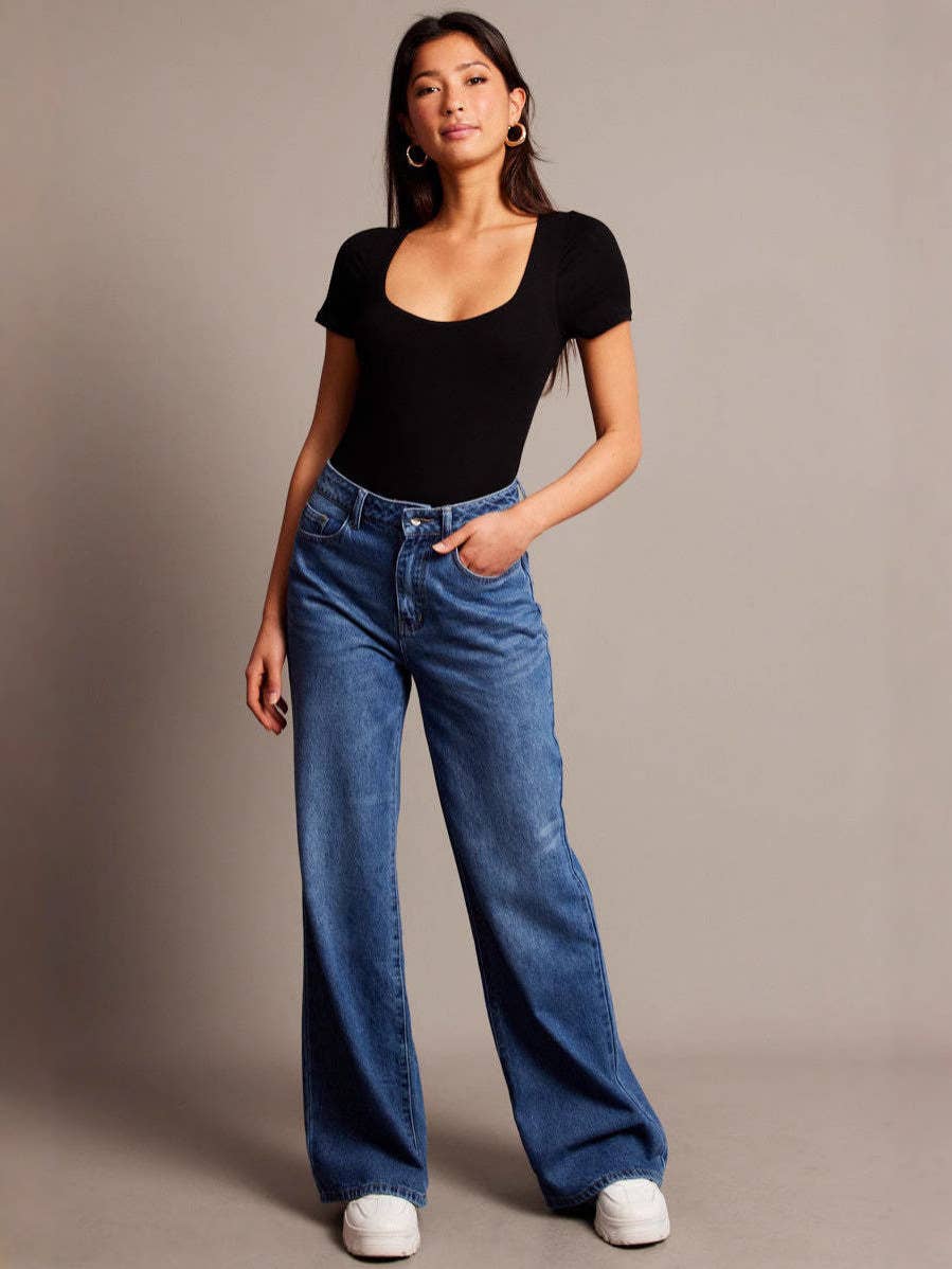 STYLISH RETRO HIGH-WAISTED WIDE-LEG JEANS