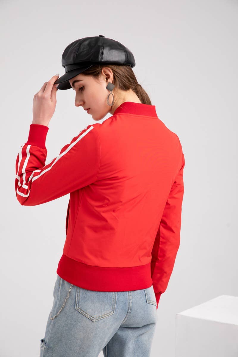 SOLID STRIPED JET JACKET WITH COTTON TRIM