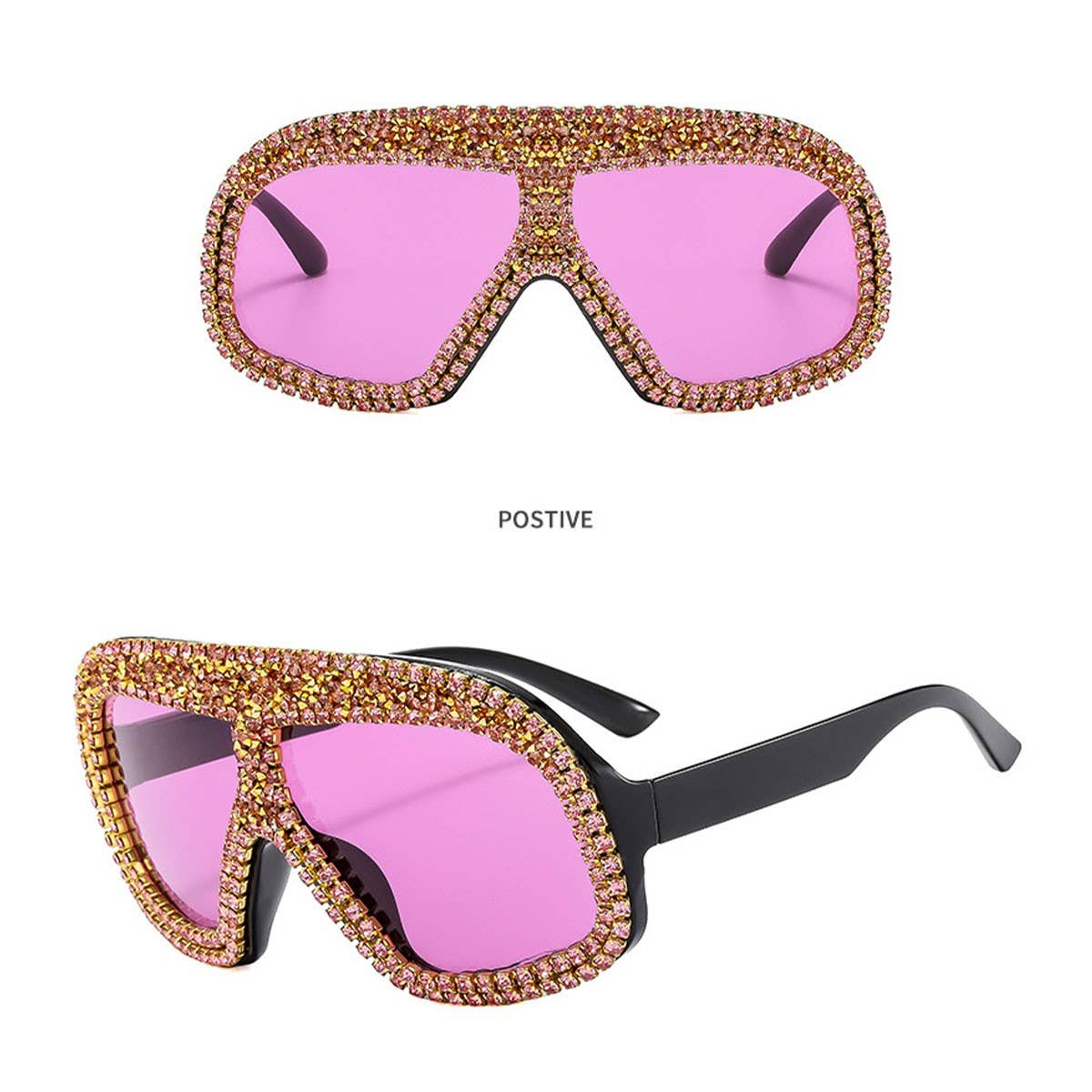 FASHIONABLE LARGE FRAME DIAMOND SUNGLASSES