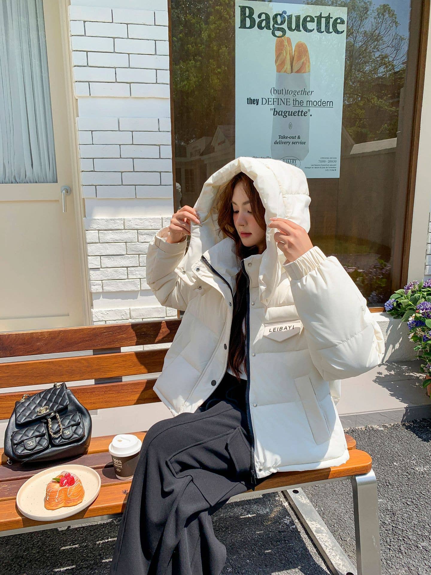 Large pocket paragraph hooded cotton jacket