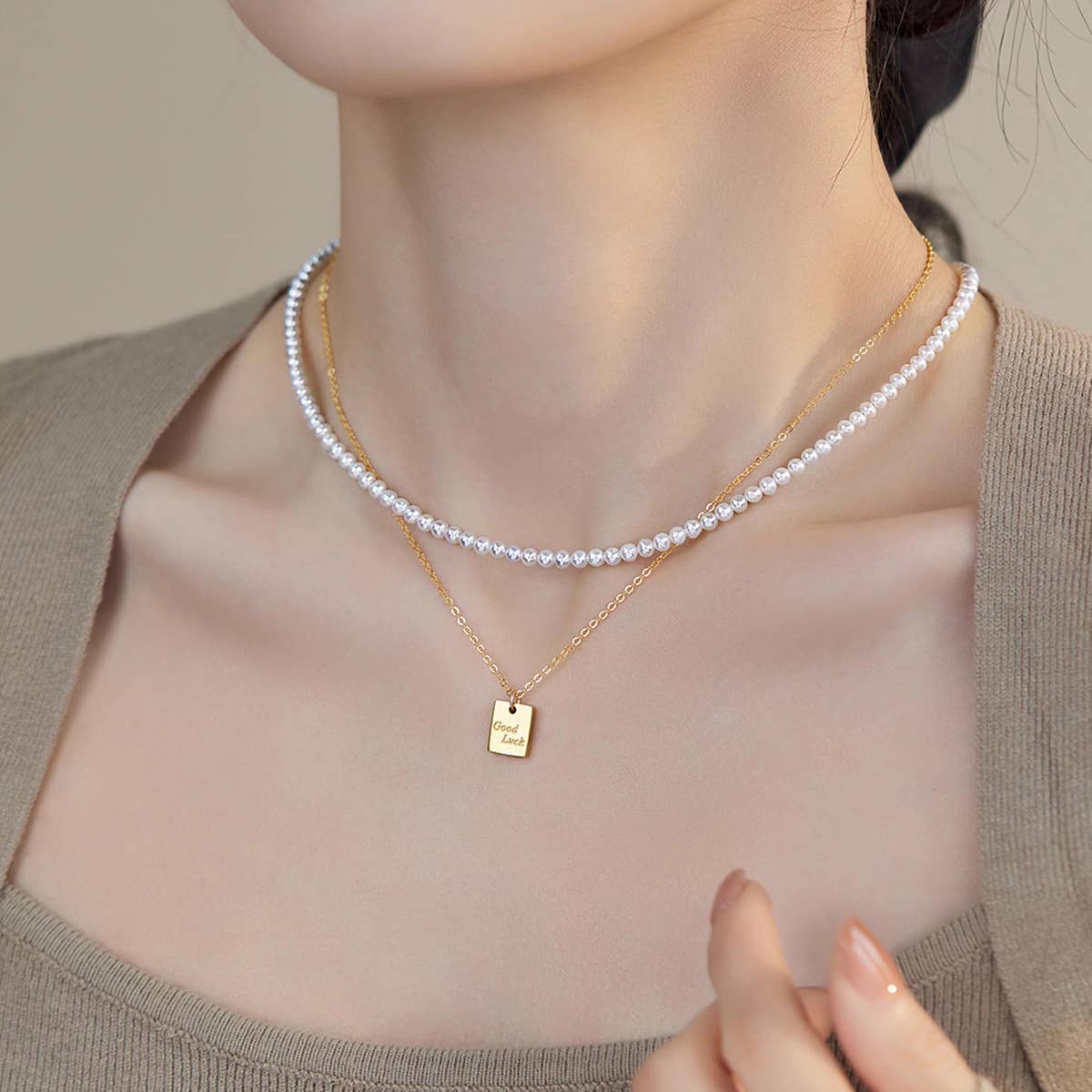 Lucky Wish card elegant collarbone chain