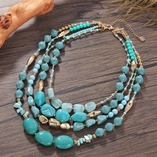 MULTI-LAYERED BEADED FASHION NECKLACE