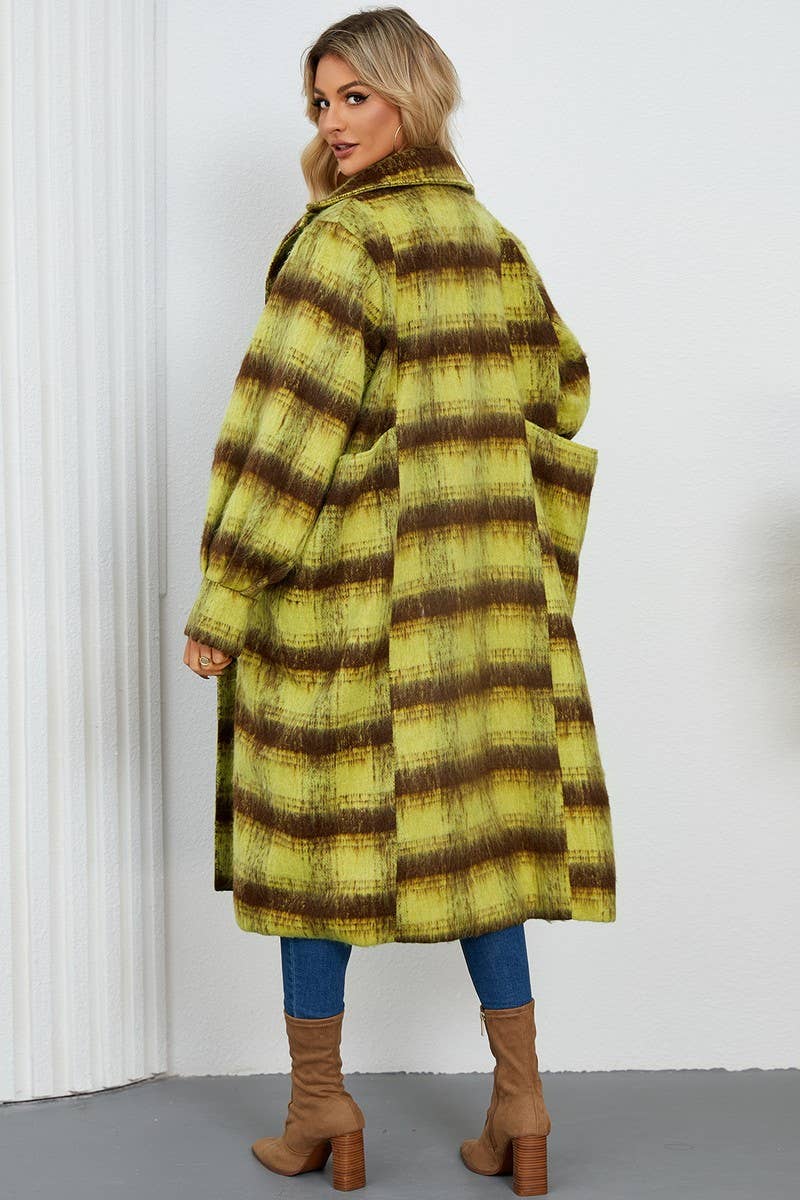 CWOCO0944_DOUBLE-BREASTED PLAID COAT WITH LARGE LAPEL