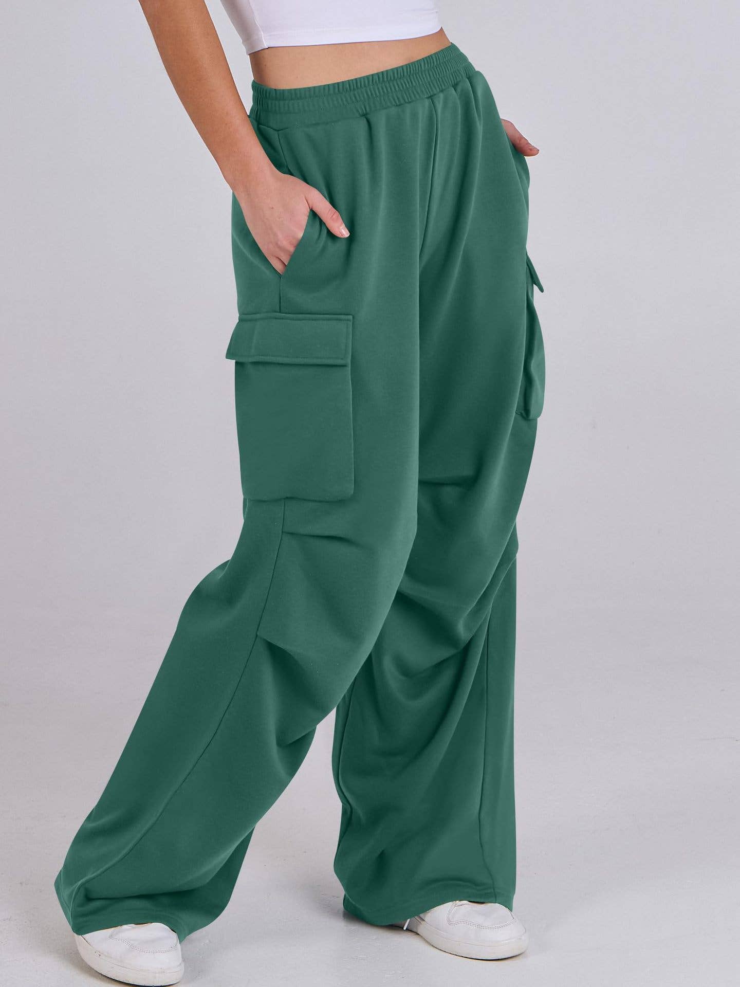 BAGGY STRAIGHT WIDE LEG ELASTIC WAIST OVERALLS