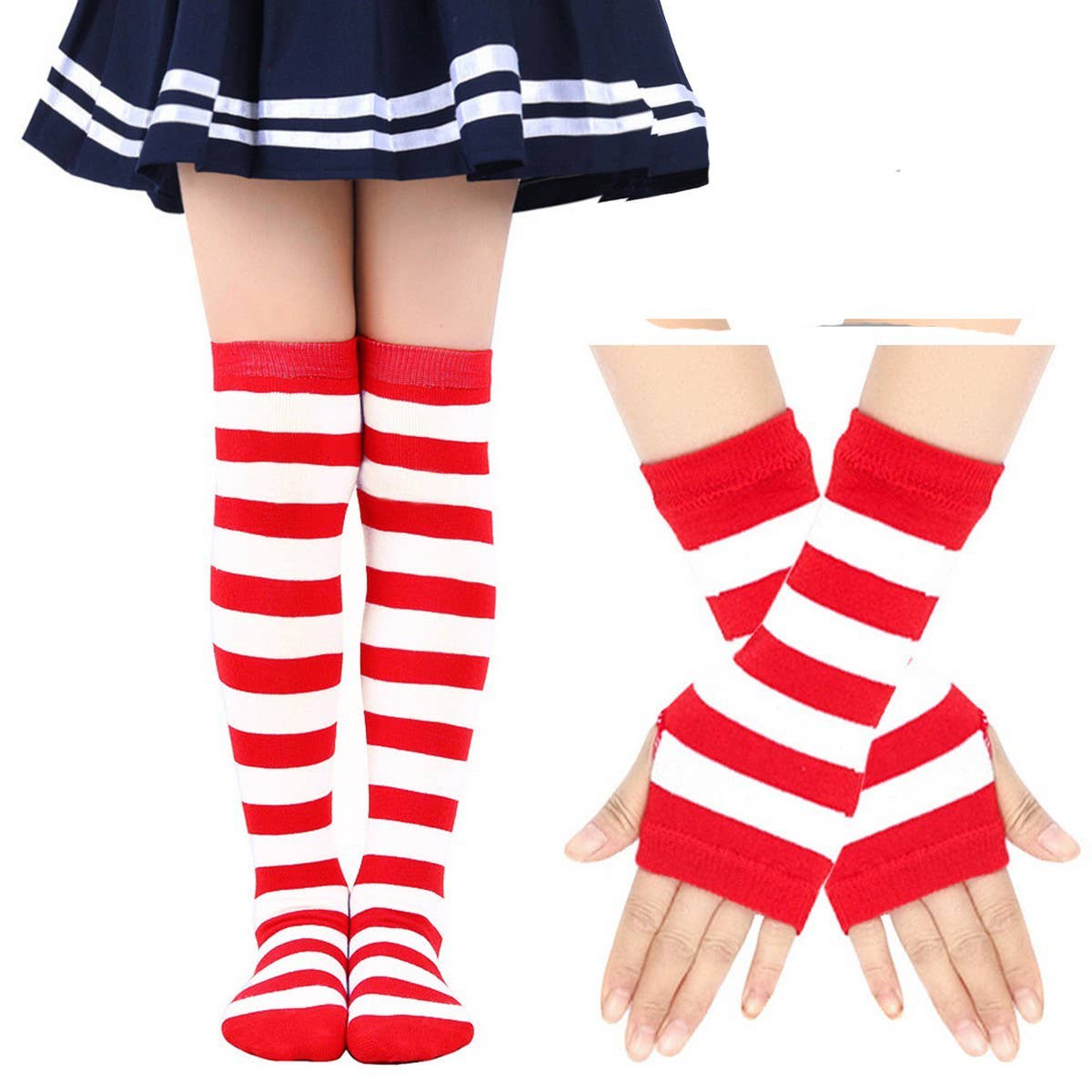 CWMM10061_KIDS KNIT STRIPED ARM & LEG WARMERS SET
