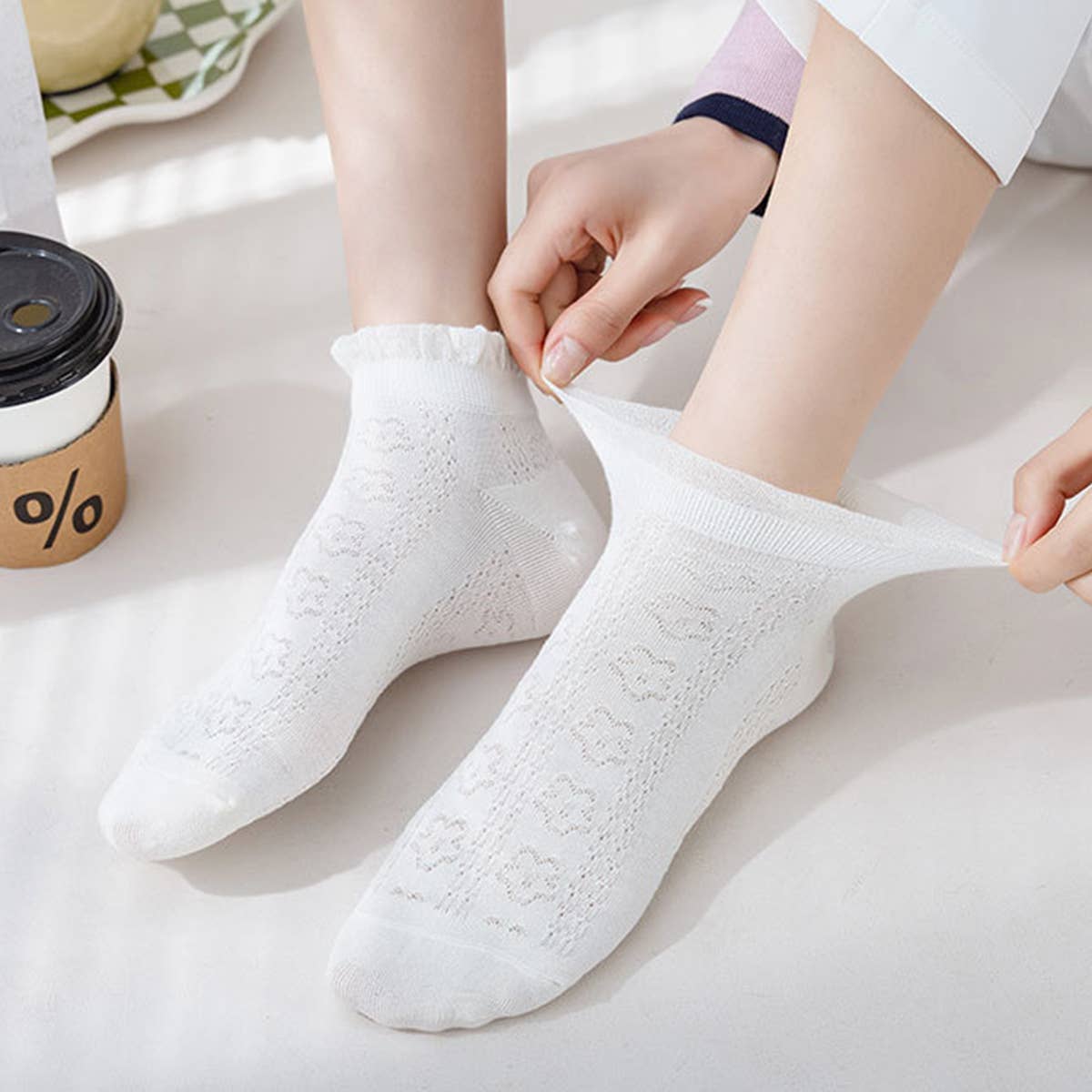 MESH BOAT SOCKS SIMPLE SOLID COLOR GLAS FIBER SOCKS