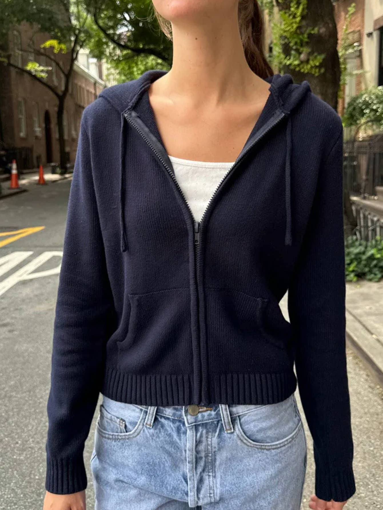 Fashion long-sleeved solid-color hoodie jacket