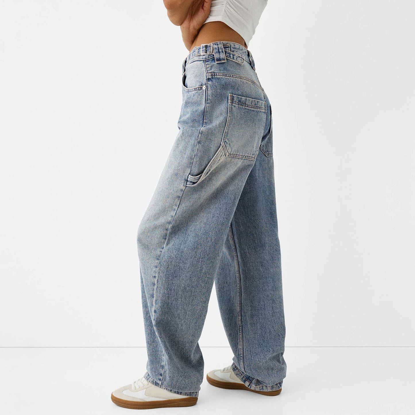HEAVY WASH LOOSE STREET HIGH WAIST WIDE LEG JEANS
