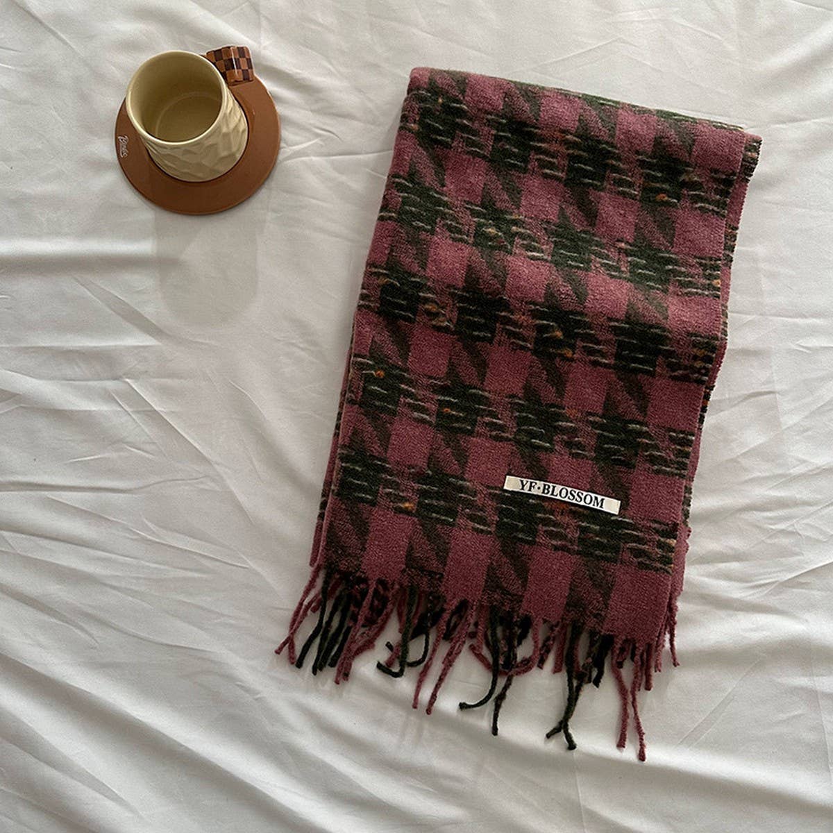 Houndstooth Scarf ? Soft Faux Cashmere Winter Wrap