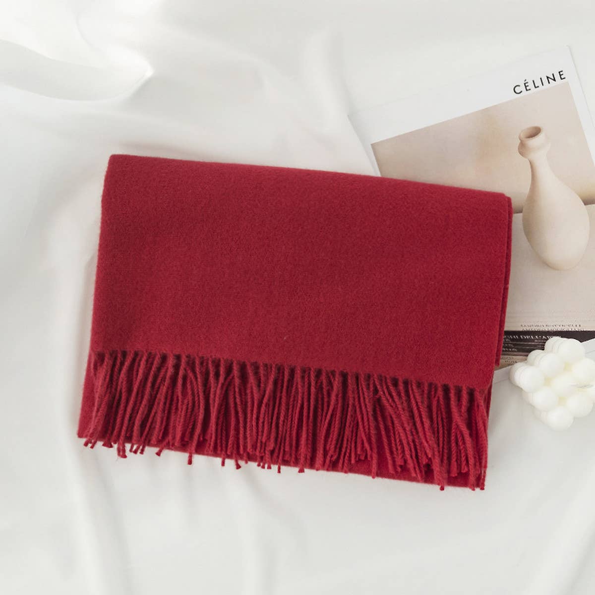 Cozy Solid Color Winter Scarf with  for Women