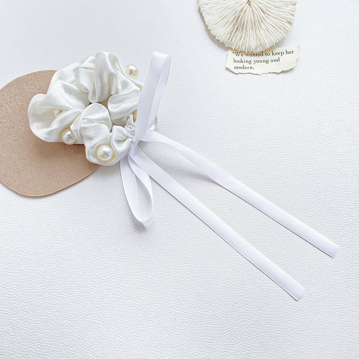 VINTAGE PEARL INTESTINE HAIR ROPE_CWAHA0807