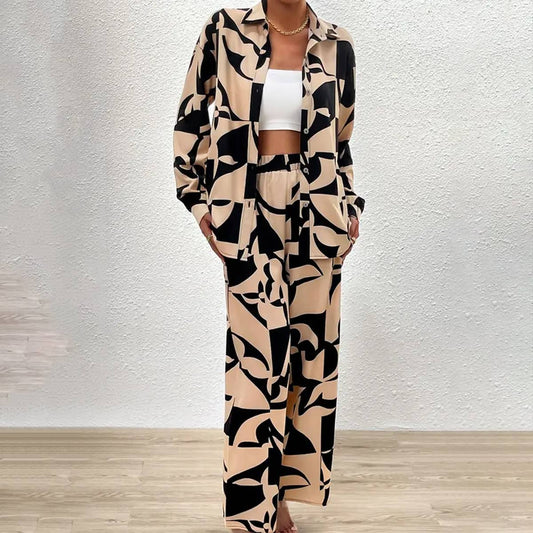 WOMENS CASUAL SUIT LONG SLEEVED TOP AND PANTS_CWTBLL0341