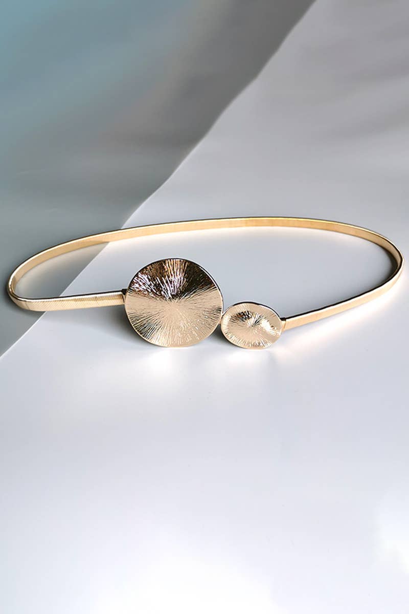 TEXTURED METAL ROUND BUCKLE BELT_CWABE0110