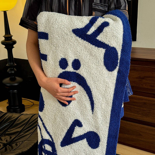 MUSICAL NOTE TWO-COLOR KNITTED WARM THROW BLANKET