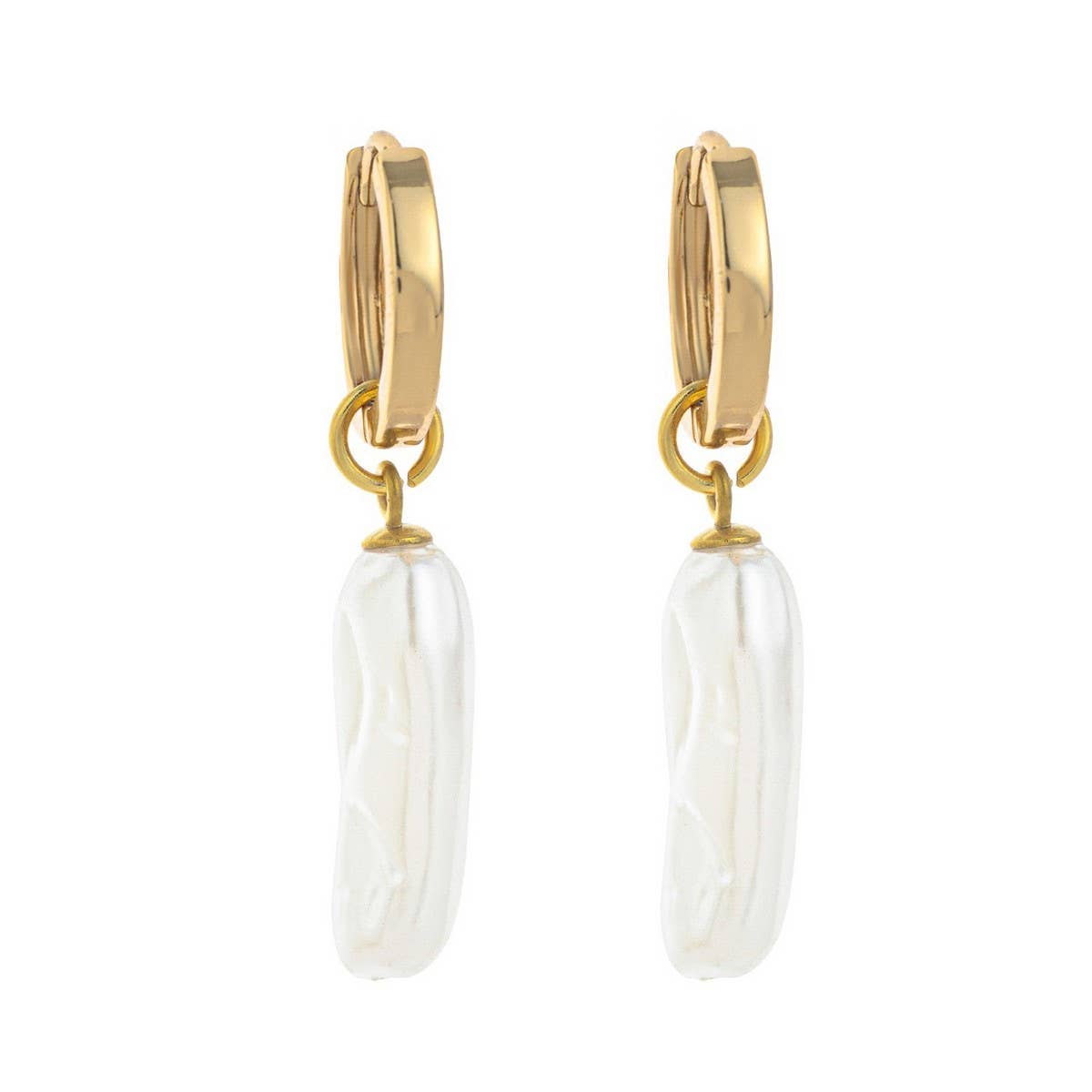 Irregular Pearl Design Trendy 18K Gold Earrings