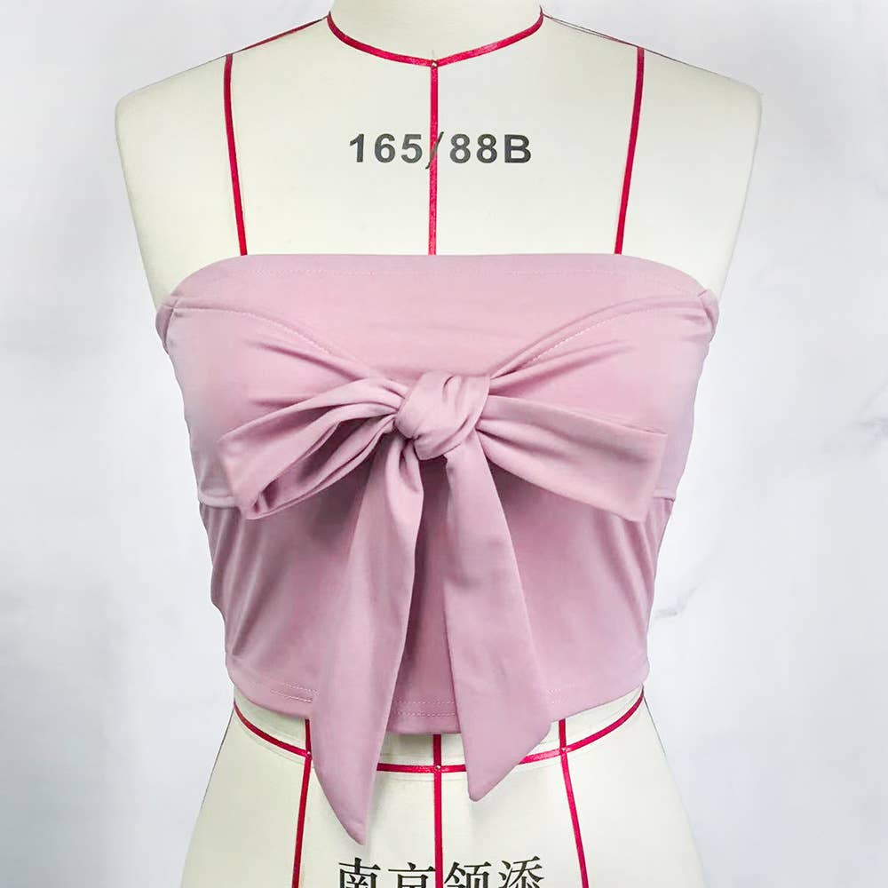 Sexy Solid Tie Strap Sleeveless Crop Top