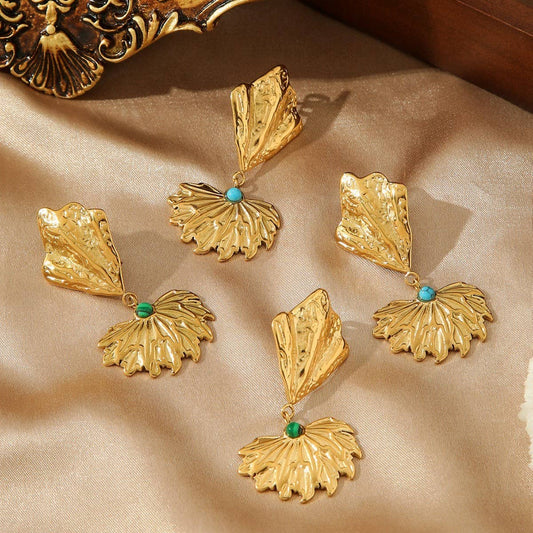 HOLLOW EARRINGS BUTTERFLY LEAF TEMPERAMENT EARRINGS