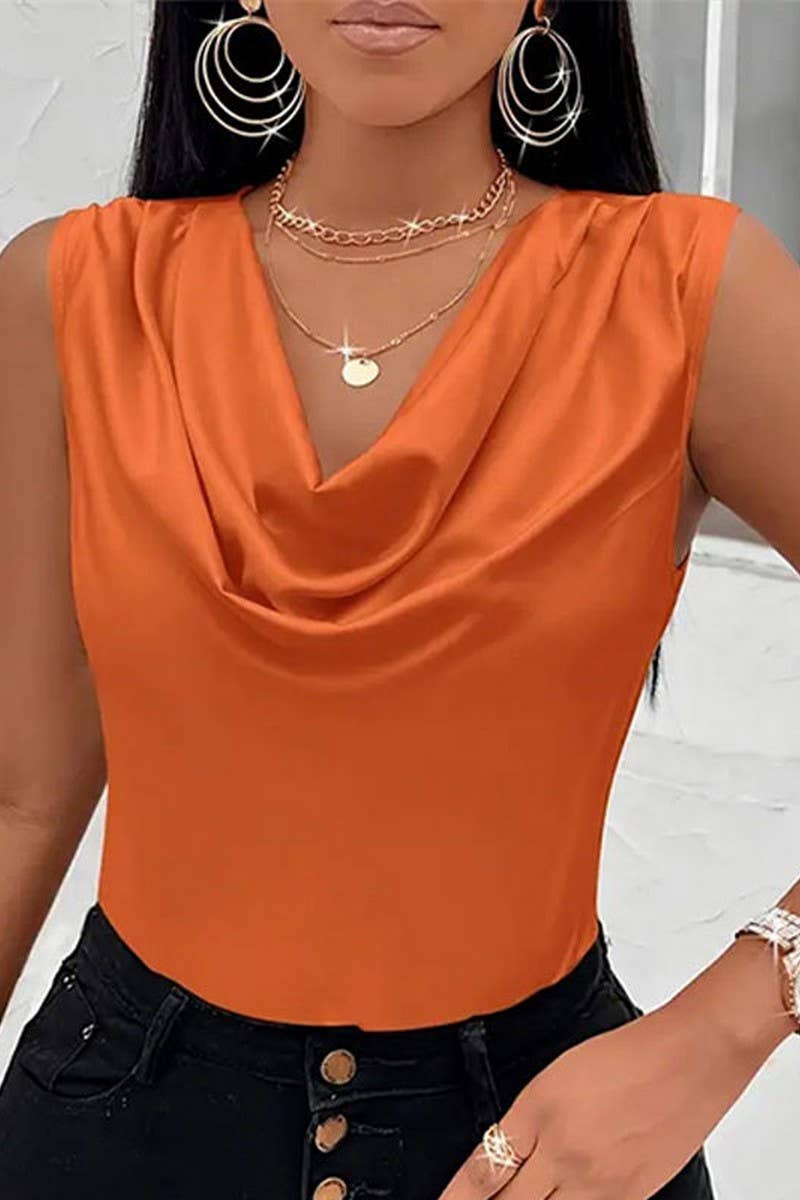 Cwttsl0335_Summer Sexy Collar Commuter Sleeveless T-Shirt