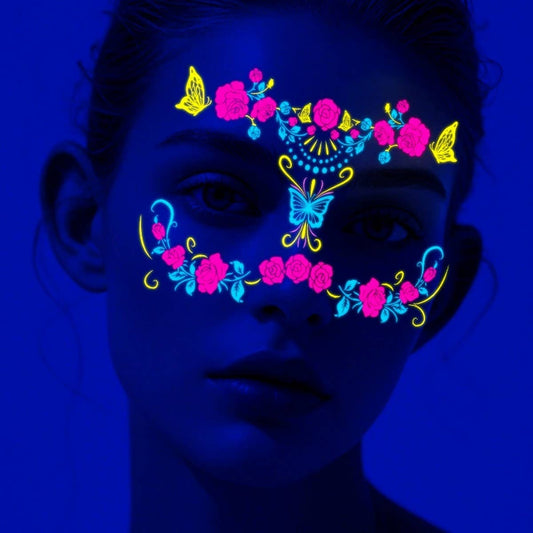 Neon Butterfly Glow Face Tattoos for Party