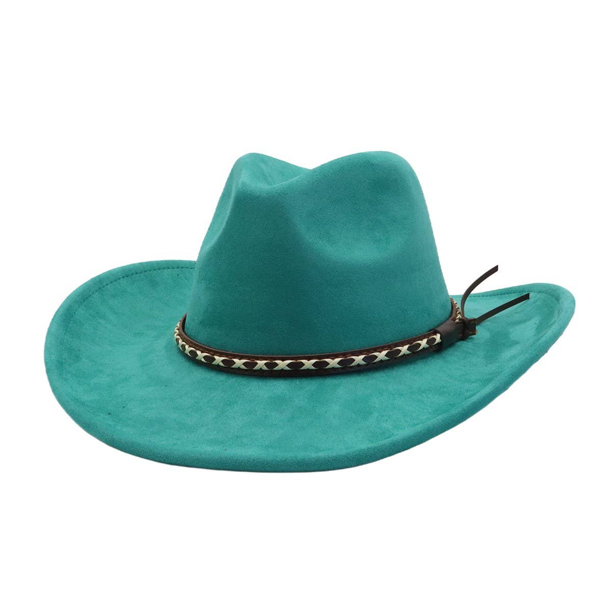 Soft Suede Western Cowboy Fedora Hat Ethnic Style_CWAH04401