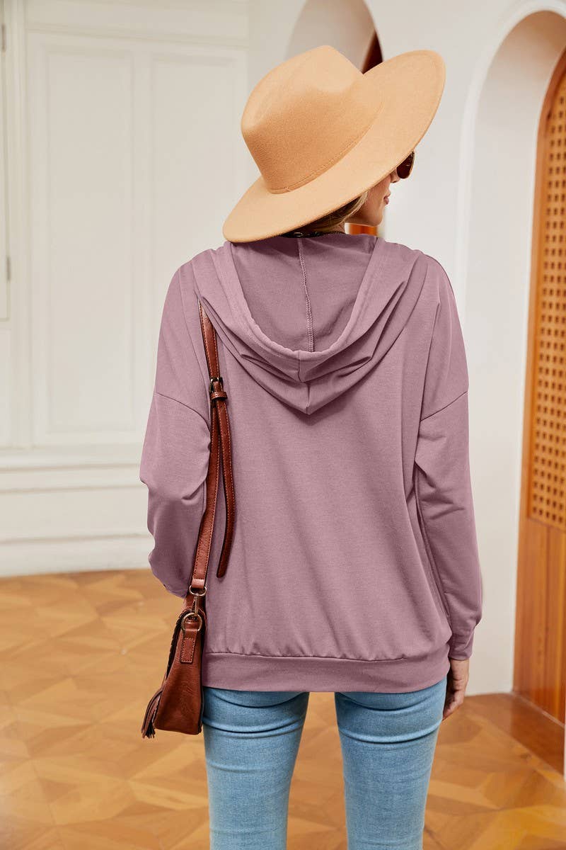 CWOHOL0930_SOLID COLOR BUTTON DRAWSTRING POCKET HOODIE