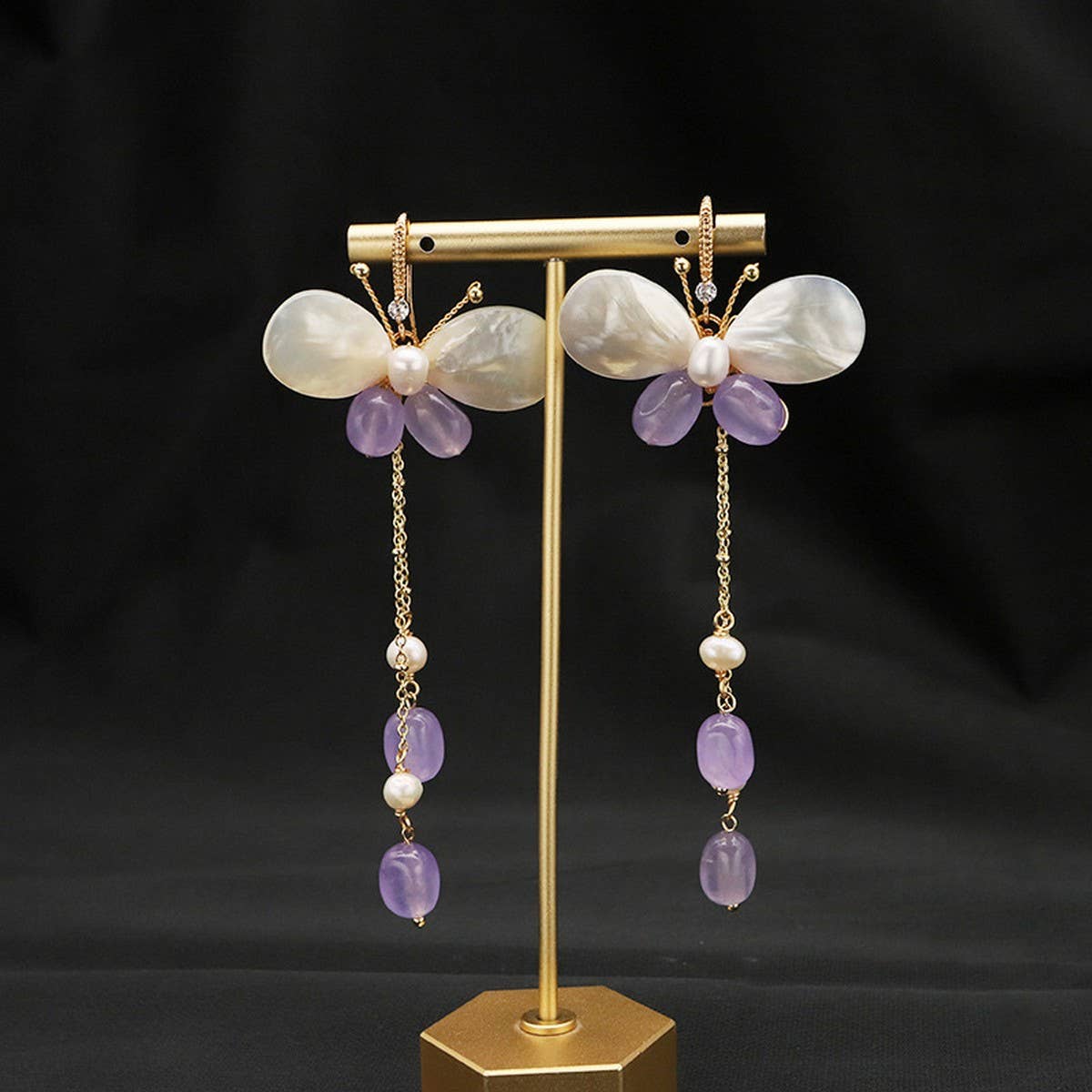 HIGH-END SIMPLE SHELL BUTTERFLY PEARL EARRINGS