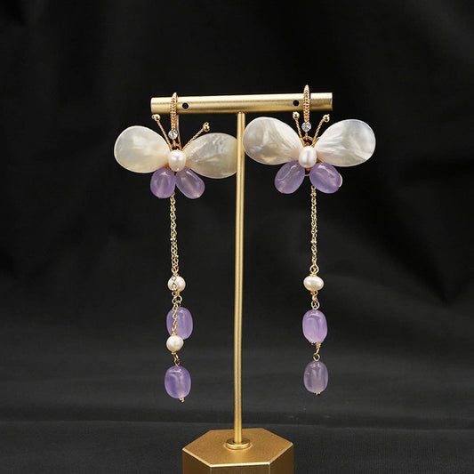 HIGH-END SIMPLE SHELL BUTTERFLY PEARL EARRINGS