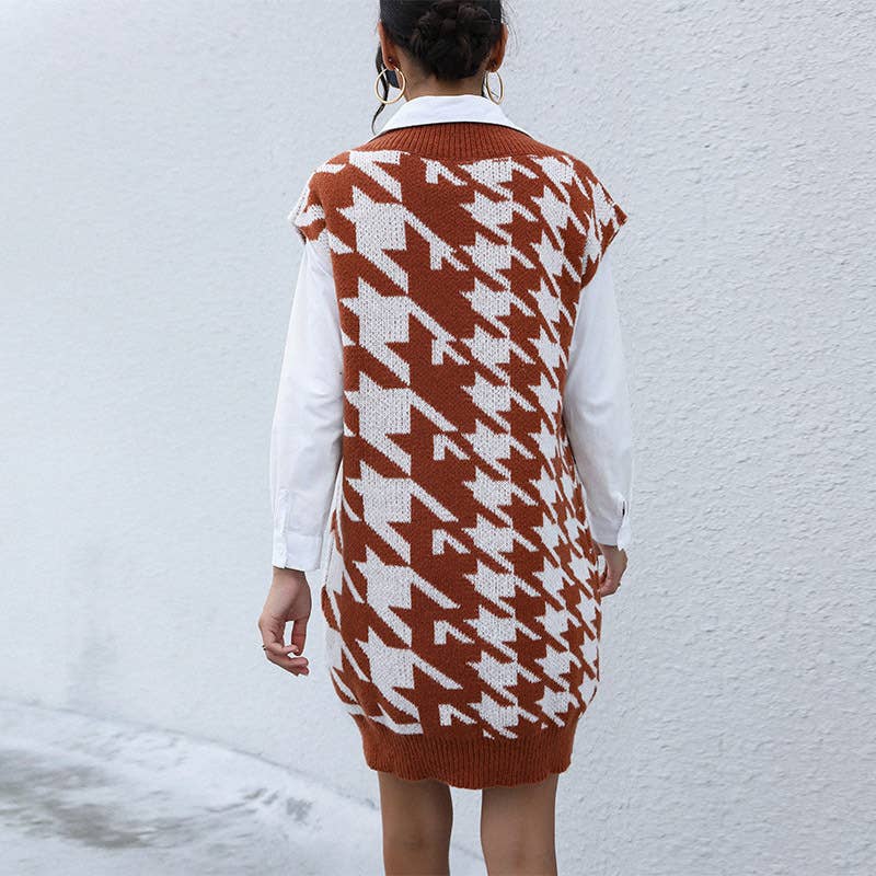 LONG-SLEEVED PLAID AUTUMN-WINTER COAT DRESS