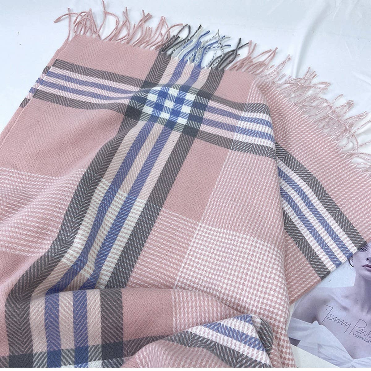 Plaid Wool-Blend Scarf ??Winter Wrap for Women_CWASC1457