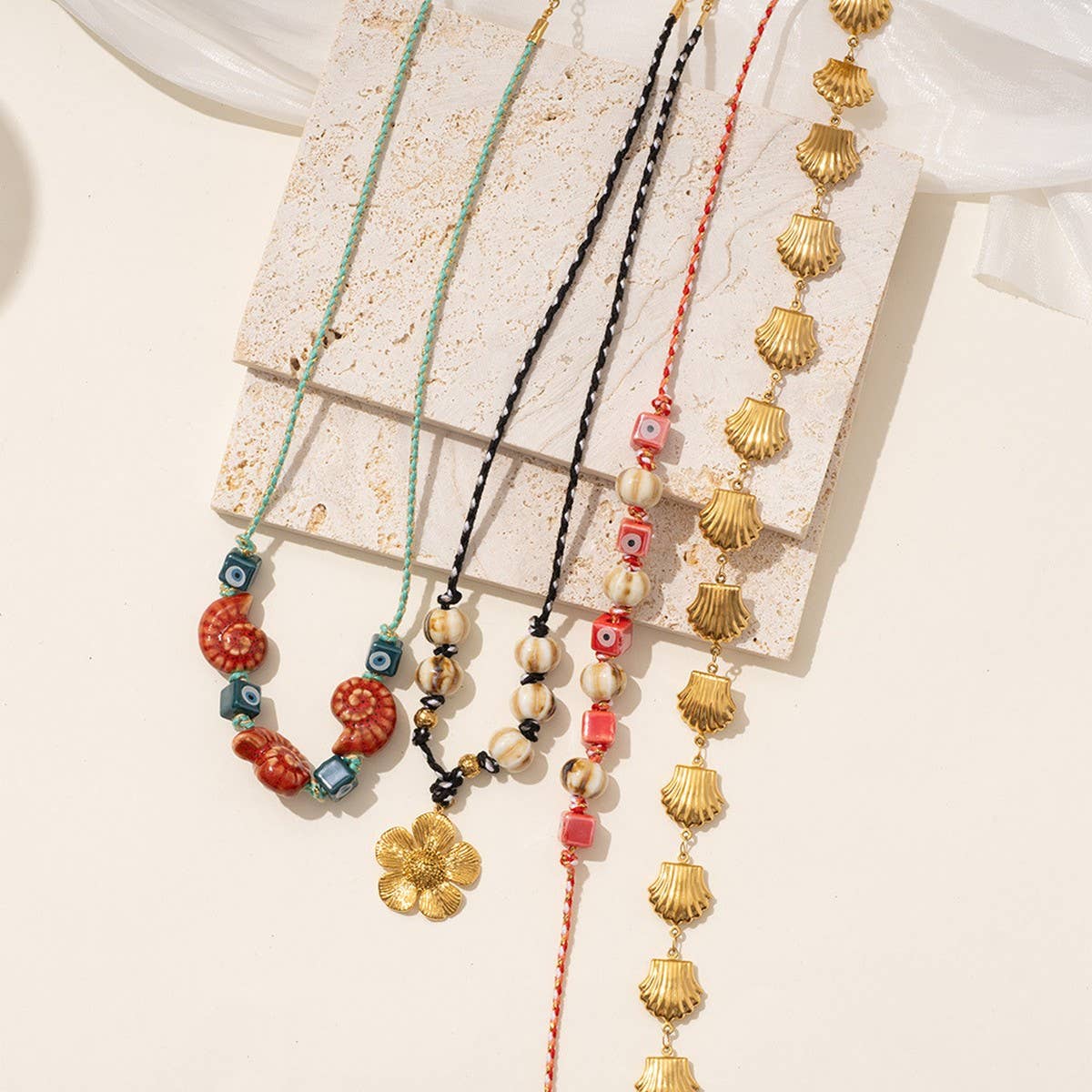 Ocean Style Handmade Glass Beads Necklace_CWMM7544