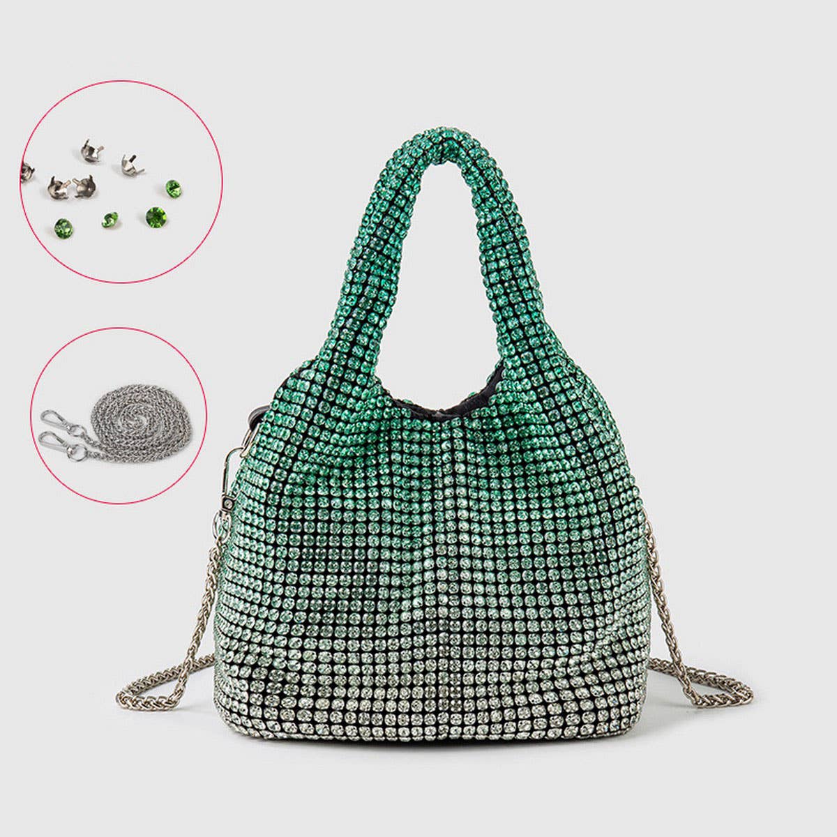 PORTABLE BUCKET BAG ELEGANT RHINESTONE EVENING BAG_CWAB3586