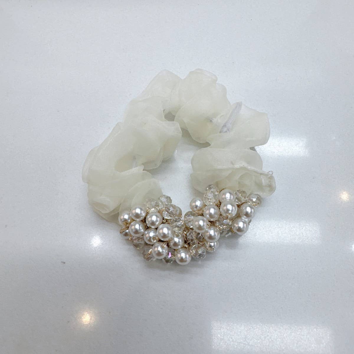 Sweet Crystal Pearl Scrunchie New Simple Hair Tie
