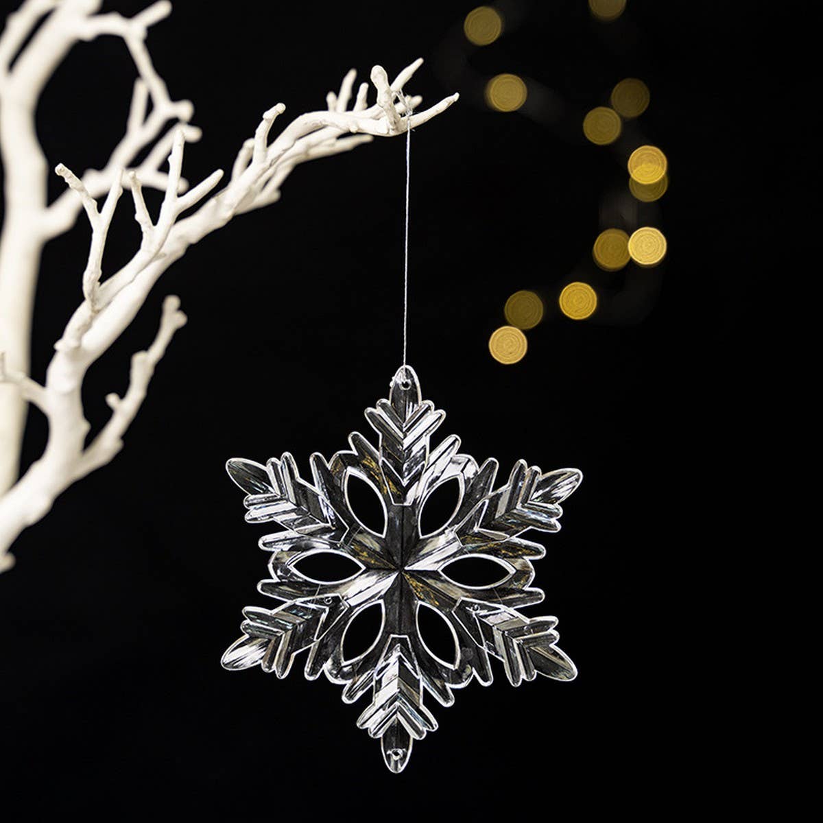 CWMM10187_CLEAR HEXAGON SNOWFLAKE CHRISTMAS ORNAMENTS