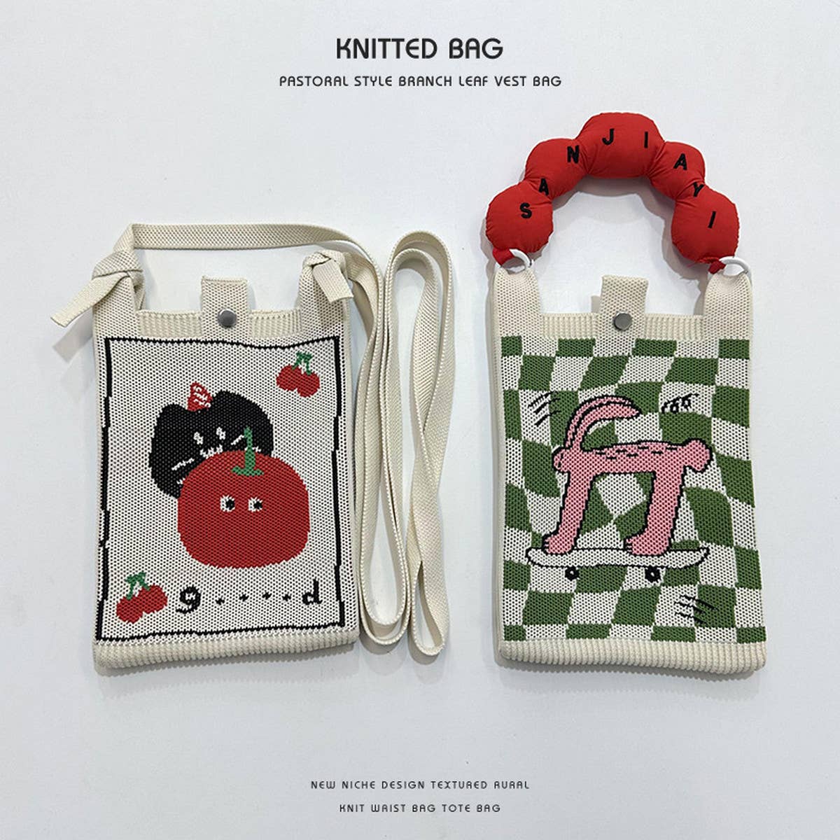 NEW STYLE CARTOON PUPPY KNITTED CROSSBODY BAG_CWAB2382