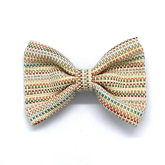 Spring Summer Large Striped Raffia Bow Clip_CWAHA6349