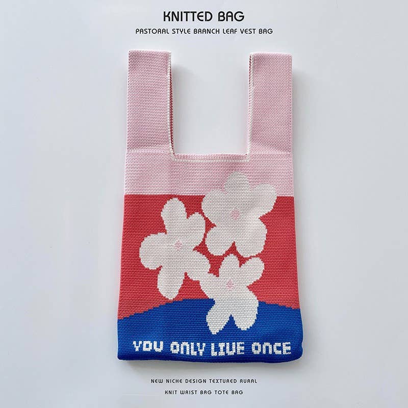 Flower series versatile knitted bag