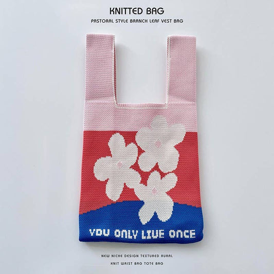 Flower series versatile knitted bag
