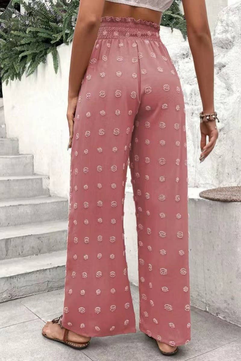 CWBLP1977_HIGH WAIST JACQUARD WIDE LEG LOUNGE PANTS
