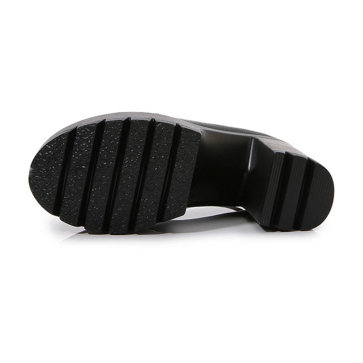 ROUND TOE FLAT BUCKLE PLATFORM HIGH HEELS