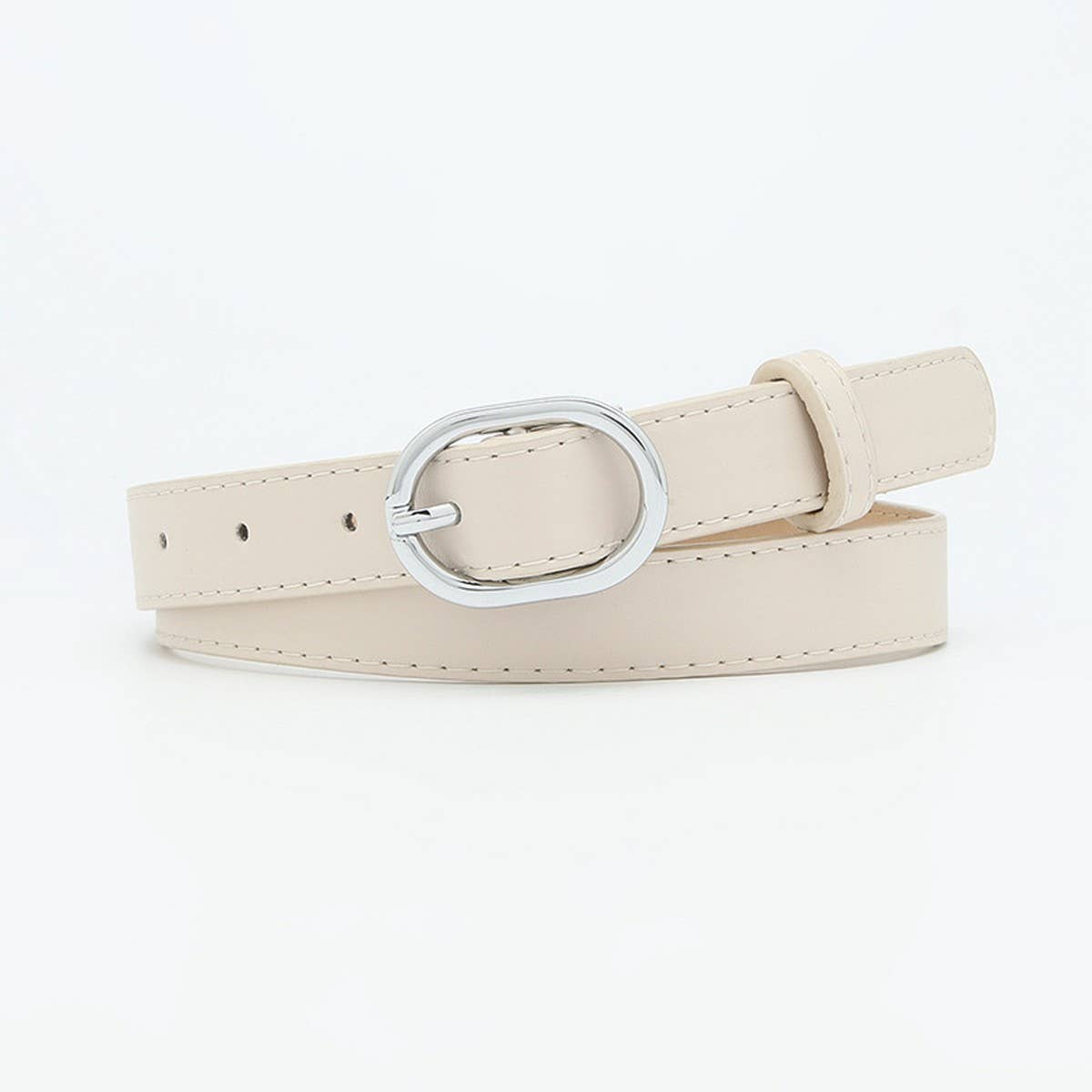 WOMEN'S BELT WITH SIMPLE SILVER BUCKLE DECORATION