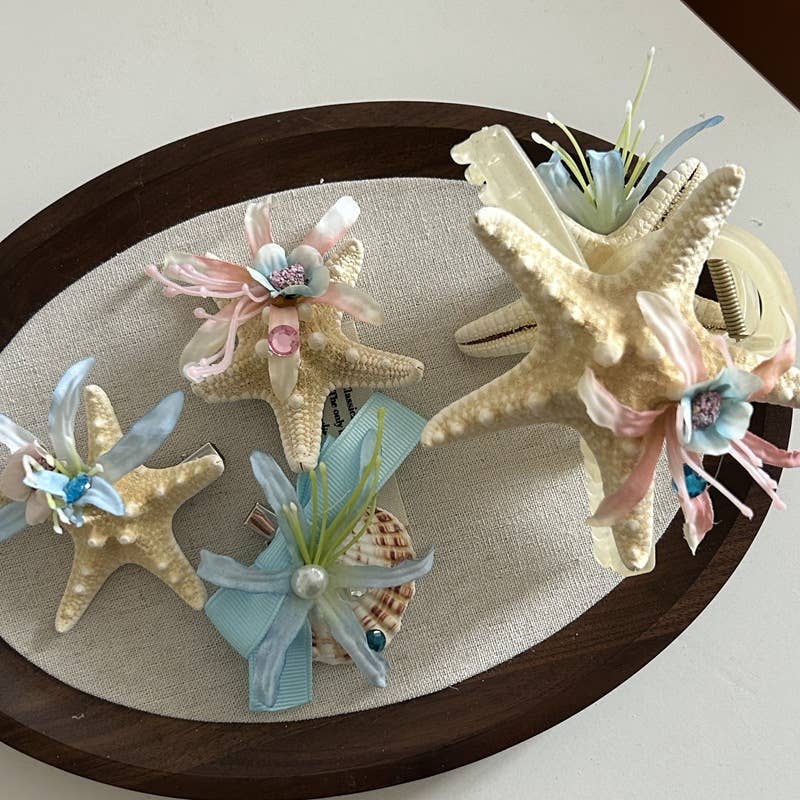 Shell starfish grabber beach hair accessory