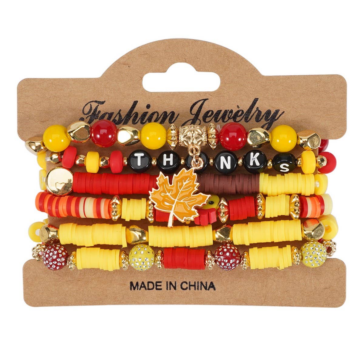 CWAJE05711_THANKSGIVING PUMPKIN TURKEY MAPLE LEAF BRACELET