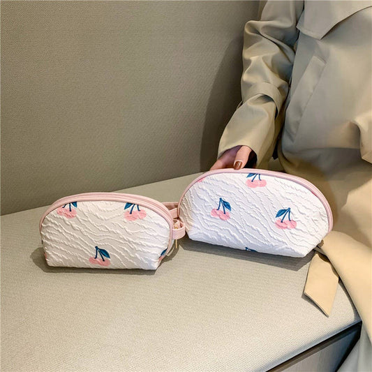 SEMICIRCULAR FLORAL SIMPLE PORTABLE COSMETIC BAG_CWAB4441