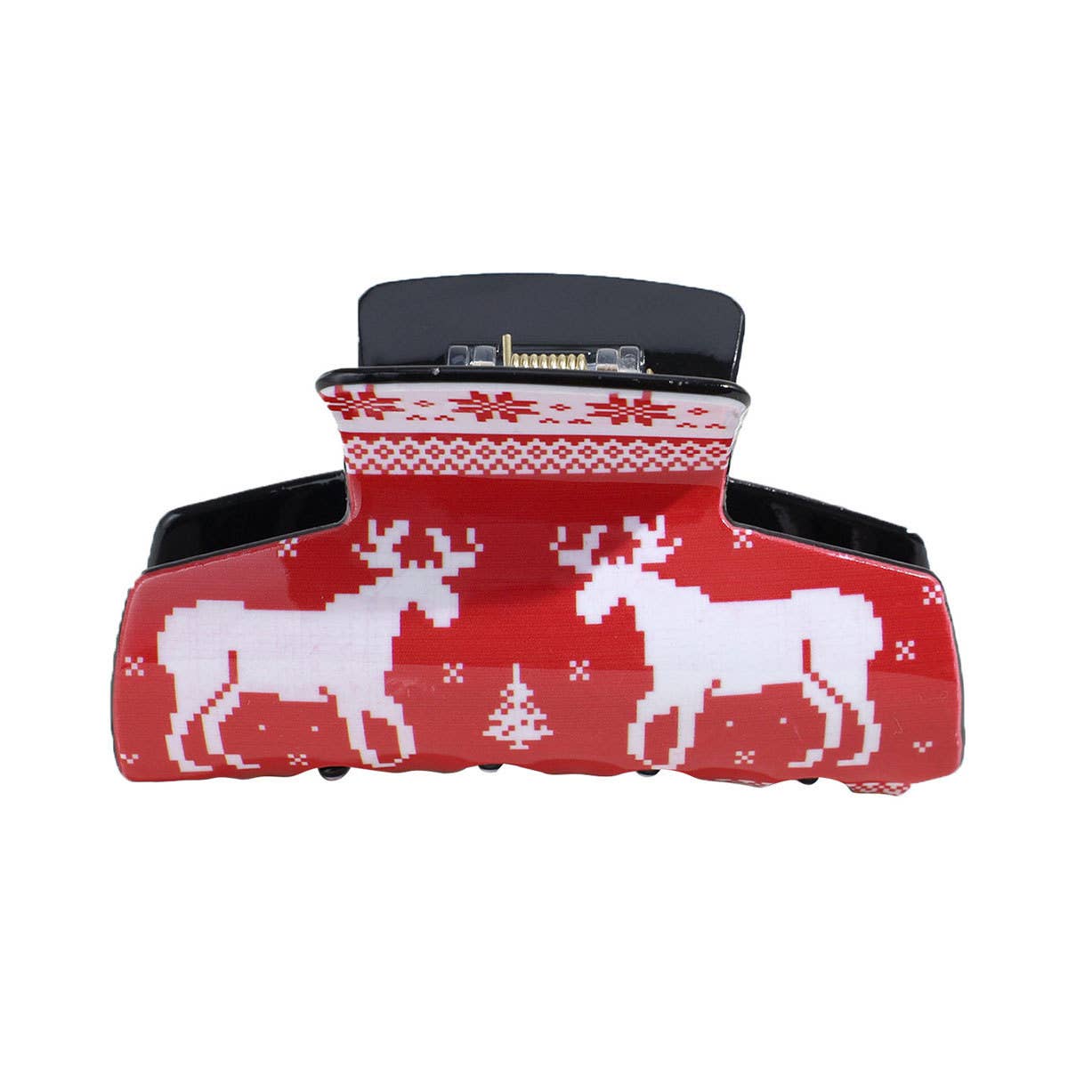 Red Christmas Reindeer Snowflake Hair Clip_CWAHA2327